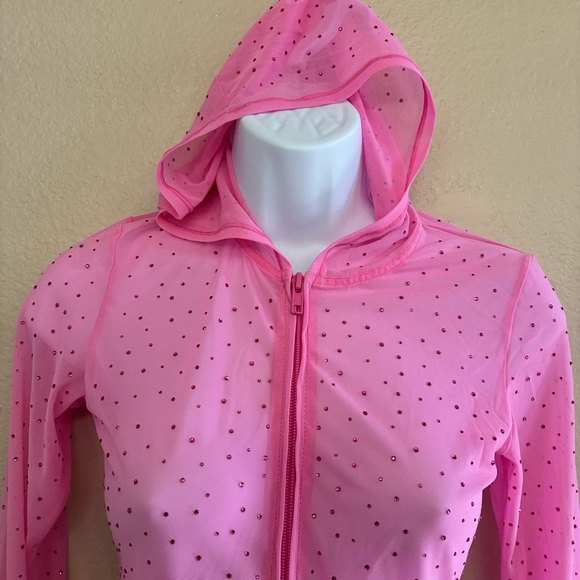 SKIMS Mesh Rhinestone Taffy Swim Cover Up Zip Up hoodie - Picture 6 of 16
